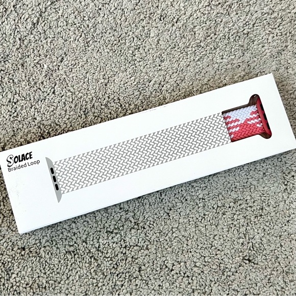 Solace Braided Loop Stretchy Apple Watch Band in Pink & White, 38/40mm - Picture 2 of 4